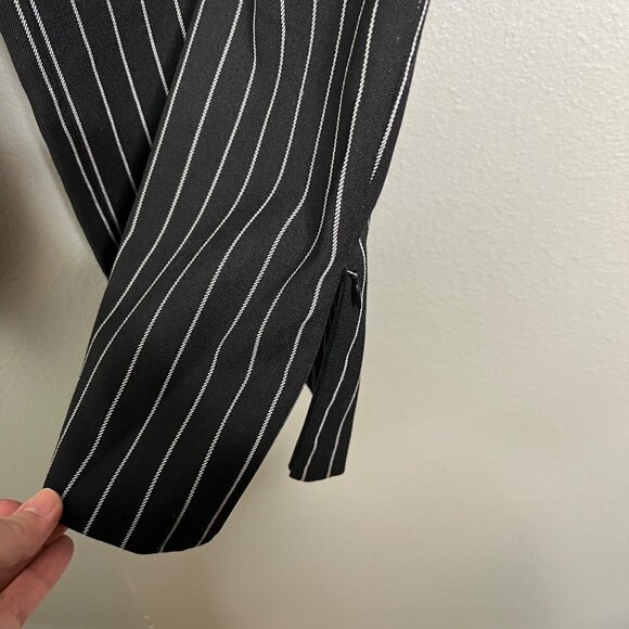 Collusion Pinstripe Wide Leg Crop‎ Pant Cargo Pocket Black White Streetwear 10 - Picture 11 of 11